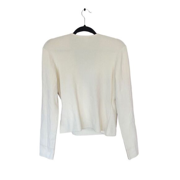 Lilllie Rubin Womens Cream V-Neck Long Sleeve Ribbed Wrap Top Size Large - Picture 2 of 9